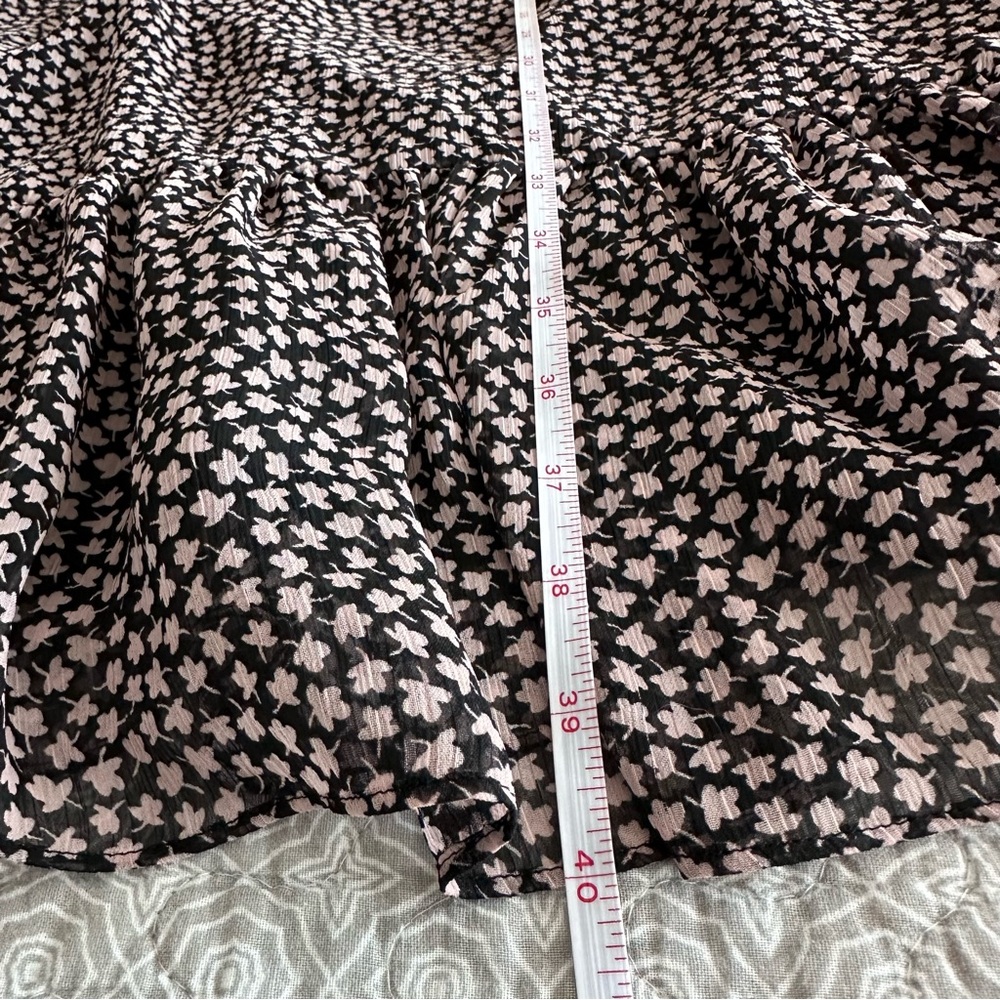 BODEN Black Pink Ditsy Floral Chiffon Long Sleeve A-line Midi Dress Size 10L - Picture 8 of 10